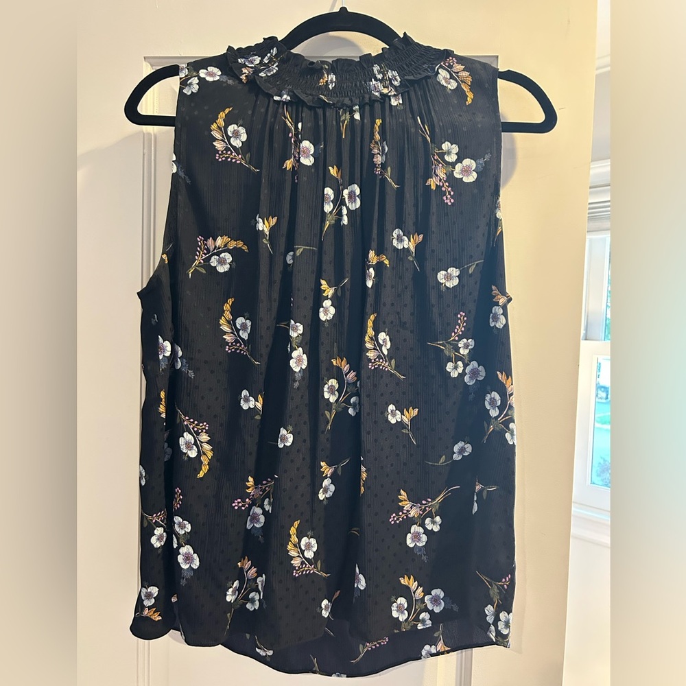 Rebecca Taylor Wildflower Dot Jacquard Silk Sleeveless Blouse